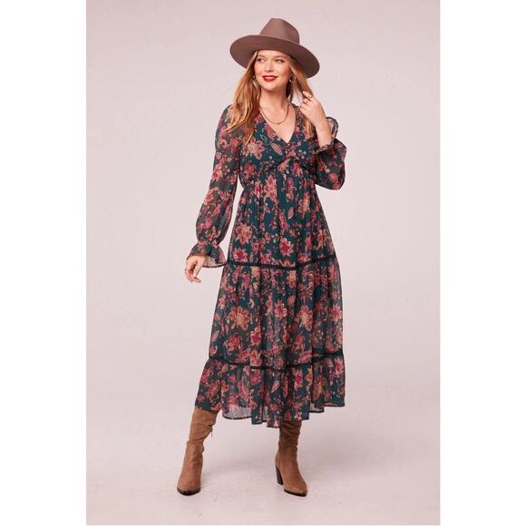 Band of Gypsies Dresses & Skirts - Band Of The Free Run The World Pine Paisley Empire Waist Midi Dress Size Large